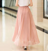 Women's Elegant High Waist Chiffon Skirt Elastic Waist Casual Long Maxi Skirts Saias 80/90/100cm 22 Color 2020 Summer Autumn New