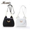 MSMO White/Black Sailor Moon Luna/Artemis Shoulder Bag Ladies Luna Cat Leather Handbag Women Messenger Crossbody Chain Small Bag