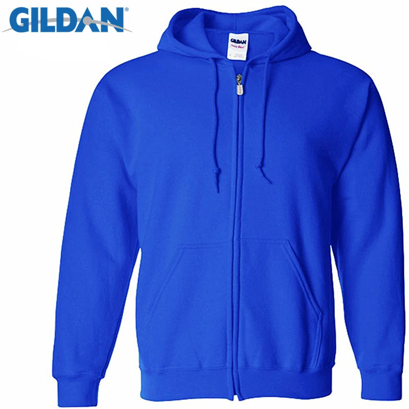 Gildan Brand Cardigan Men's Hoodies Sweatshirt With Zipper Men Clothing Casual Slim Fit Pocket Sweatshirt Hoodies Men Sportswear