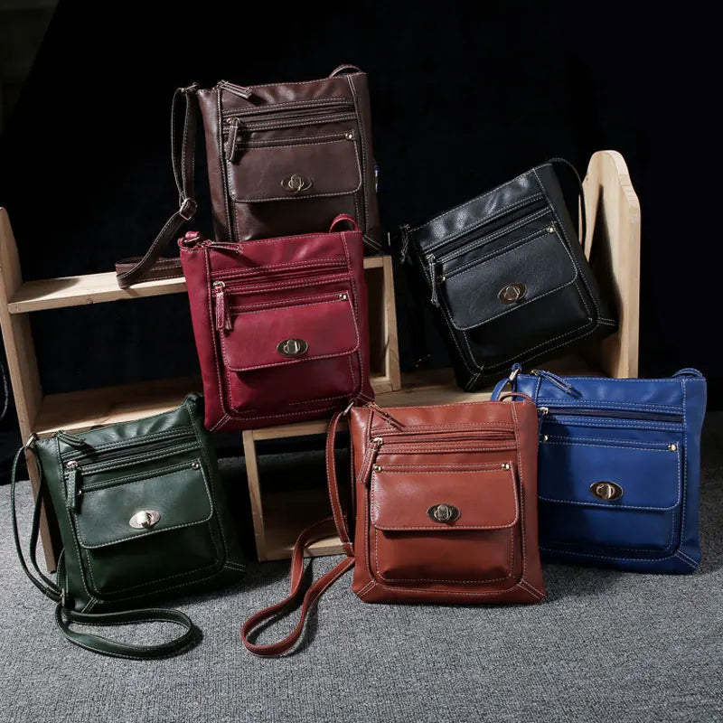 European New Style Women Messenger Bags Portable Button Ladies Crossbody Shoulder Bag Vintage PU Leather Womens Bags A582