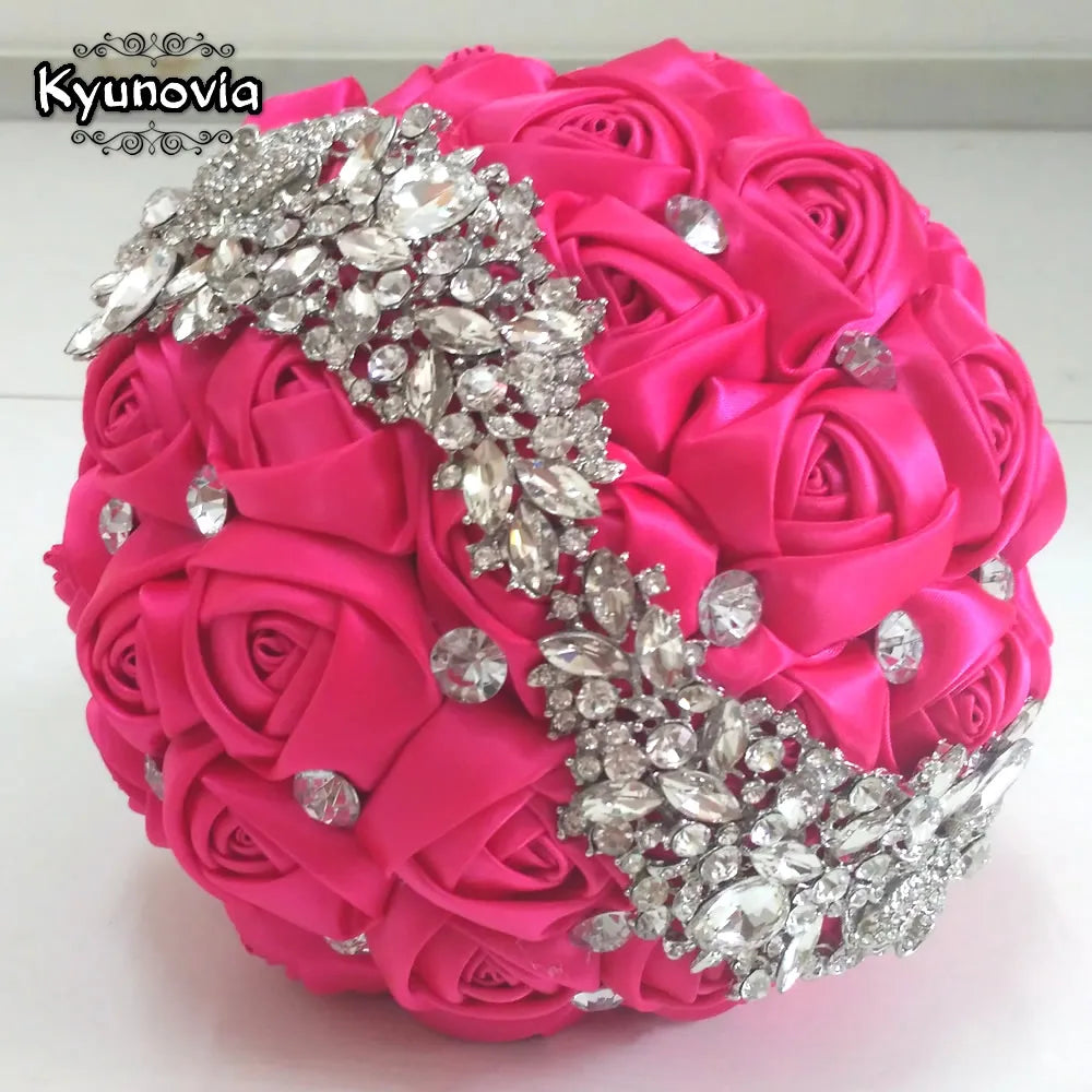 Kyunovia crystal Wedding Bouquet Red Brooch bouquet wedding accessories Bridesmaid artifical Wedding flowers Bridal Bouquets FE8