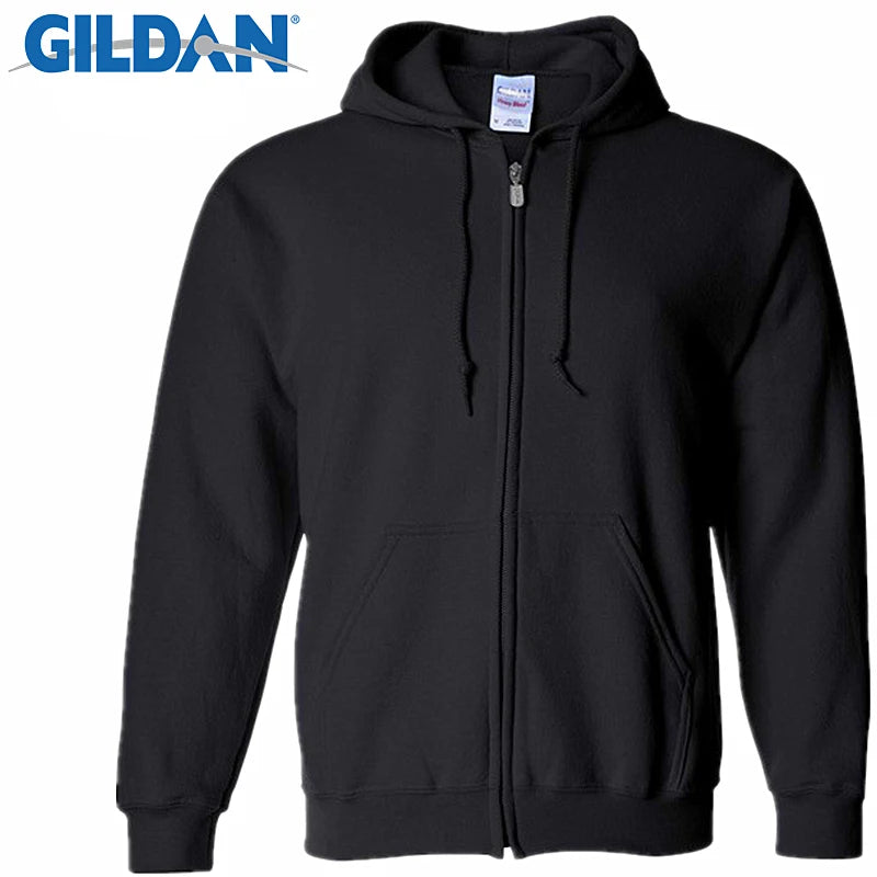 Gildan Brand Cardigan Men's Hoodies Sweatshirt With Zipper Men Clothing Casual Slim Fit Pocket Sweatshirt Hoodies Men Sportswear