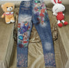 3D Stretchy Jeans With 3D Flowers Pattern Painted  Pencil Pants Woman Elegant Style Denim Pants Trousers For Women Jeans