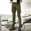 Green Black Denim Biker jeans Mens Skinny 2023 Runway Distressed slim elastic jeans homme hiphop Washed Military cargo pants