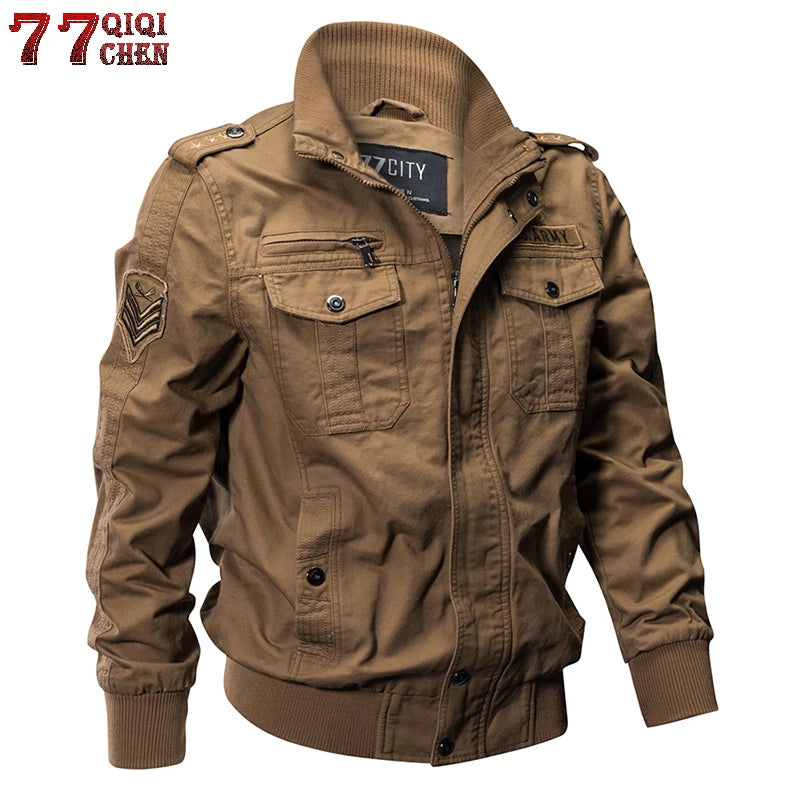 77City Killer Military Bomber Jacket Men Autumn Winter Cotton Tactical Jackets Outwear Cargo Multi-pocket Flight Jacket M-6XL