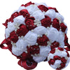 WifeLai-A Ramos De Novia Burgundy Red White Crystal Bridal Bouquet Custom Artificial Flower Bridesmaid Wedding Bouquet W224A-2