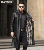 Batmo 2023 new arrival autumn&winter real Leather thicked trench coat men,Leather jacket men,Long Overcoat plus-size S-5XL