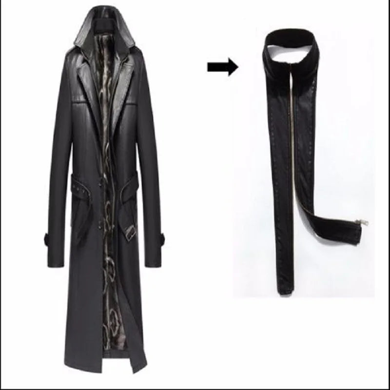 Batmo 2023 new arrival autumn&winter real Leather thicked trench coat men,Leather jacket men,Long Overcoat plus-size S-5XL