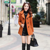 Women Wool Blend Warm Long Yellow Red Coat Lapel Jacket Autumn Winter Woman Woolen Overcoat sobretudo feminino abrigo rojo mujer