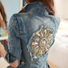 Women Short Cowboy Coats Leisure Outwear Slim Diamonds Half sleeve Women's Denim Blue Jacket Coat Holes Jean Jackets