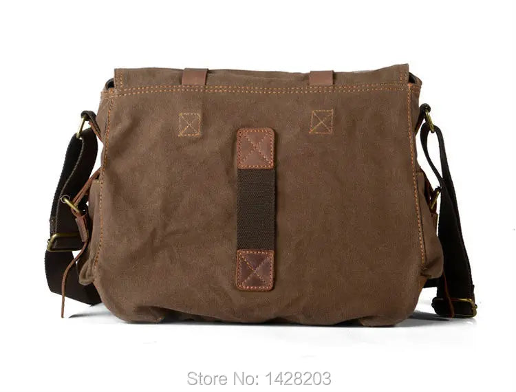 2022 Retro Vintage Cotton Canvas Leather Mens Messenger Bag Shoulder Bag Military Canvas Crossbody Bag Men Casual Bag Free ship