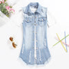 Korean Spring Summer slim Single Breasted Hole Denim Vest 2019 New Women Wild Slim Sleeveless Vest Female Coat 146