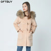 autumn winter coat women 2022 new Horn Button Wool Woolen Thicken coat with natural real big raccoon fur Hooded casaco feminino