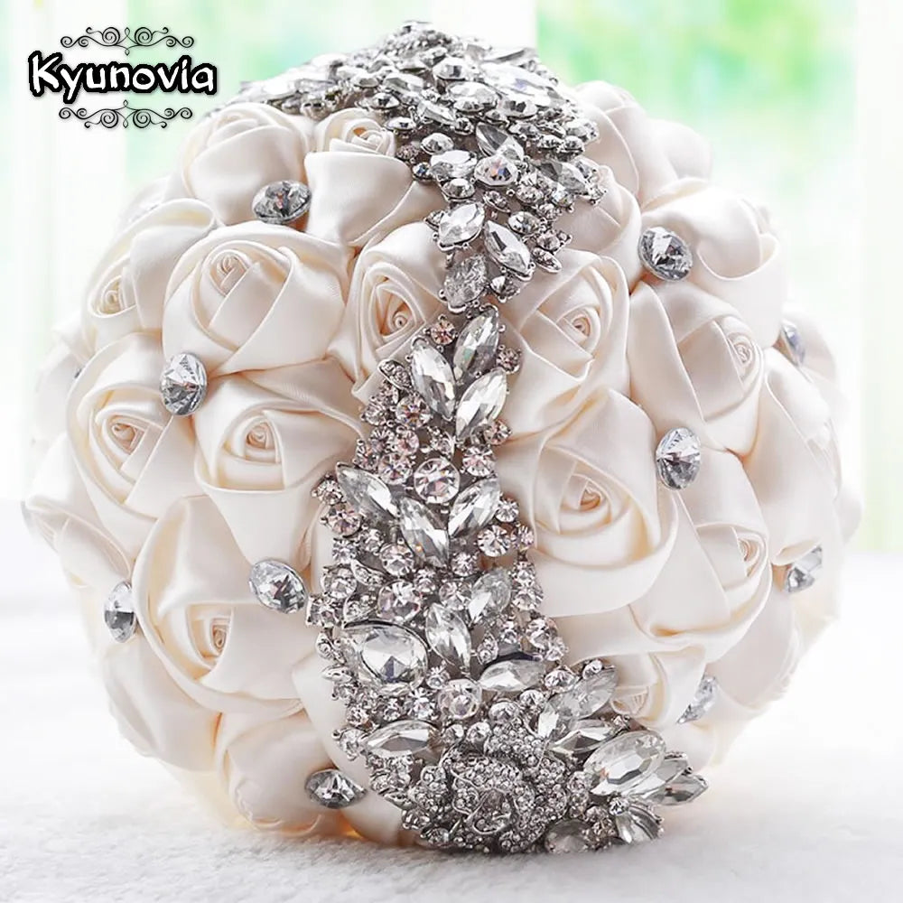 Kyunovia crystal Wedding Bouquet Red Brooch bouquet wedding accessories Bridesmaid artifical Wedding flowers Bridal Bouquets FE8