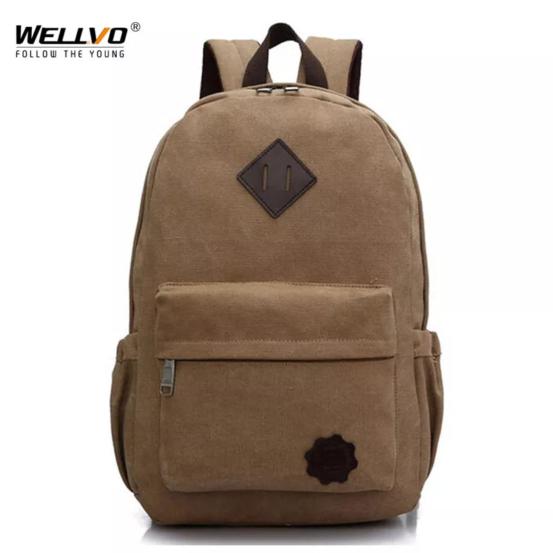 Canvas Laptop Backpack Men Teenage Boys Backpacks Large School Bag Vintage Students Travel Rucksack Shoulder Bags Black XA1054C