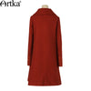 ARTKA 2018 Women's Autumn Coat Brand Wool Coat Women Red Long Coat Female Vintage Embroidery Women's Winter Jacket FA10240Q