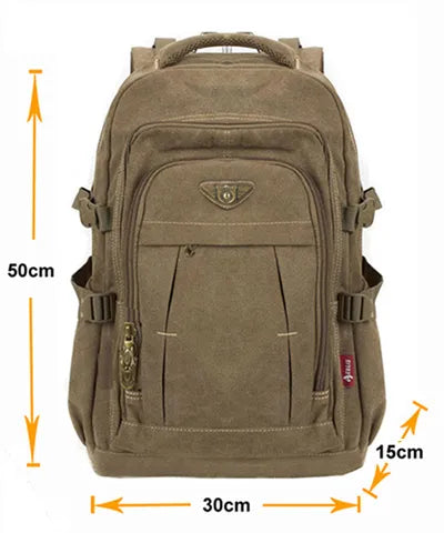 Man's Canvas Backpack Travel Schoolbag Male Backpack Men Large Capacity Rucksack Shoulder School Bag Mochila Escolar