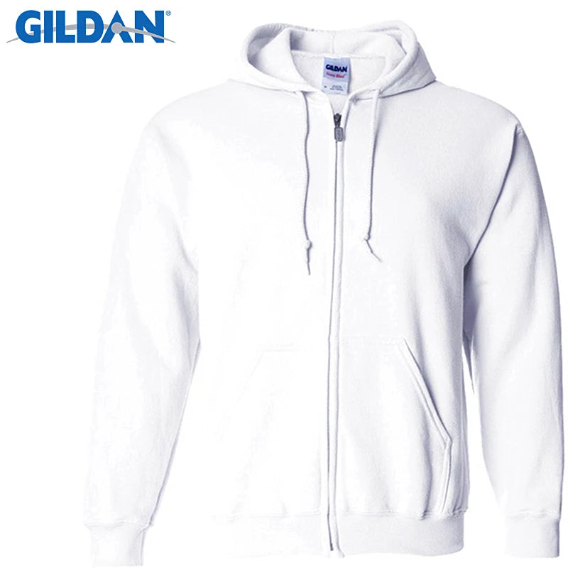 Gildan Brand Cardigan Men's Hoodies Sweatshirt With Zipper Men Clothing Casual Slim Fit Pocket Sweatshirt Hoodies Men Sportswear