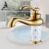 Basin Faucets Brass with Diamond Bathroom Faucet Gold Mixer Tap Single Handle Hot & Cold Washbasin Tap torneiras banheiro 7301K