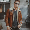 Men's real leather jacket motorcycle pigskin Genuine Leather jackets with faux shearling liner winter warm coat men