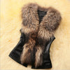 Women Faux Fur Vest Fashion Faux PU Leather Winter Body Warm Sleeveless Jackets Women Artificial Fur Collar Coat Waistcoat Gilet