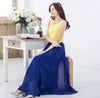 Women's Elegant High Waist Chiffon Skirt Elastic Waist Casual Long Maxi Skirts Saias 80/90/100cm 22 Color 2020 Summer Autumn New