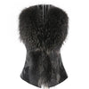 Women Faux Fur Vest Fashion Faux PU Leather Winter Body Warm Sleeveless Jackets Women Artificial Fur Collar Coat Waistcoat Gilet