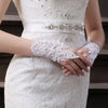 Hot Sale High Quality Write Fingerless Short Paragraph Elegant Rhinestone Bridal Wedding Gloves Wholesale Free Shipping