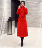 2019 new solid single-breasted woolen coat Slim was thin lace jacket X-Long