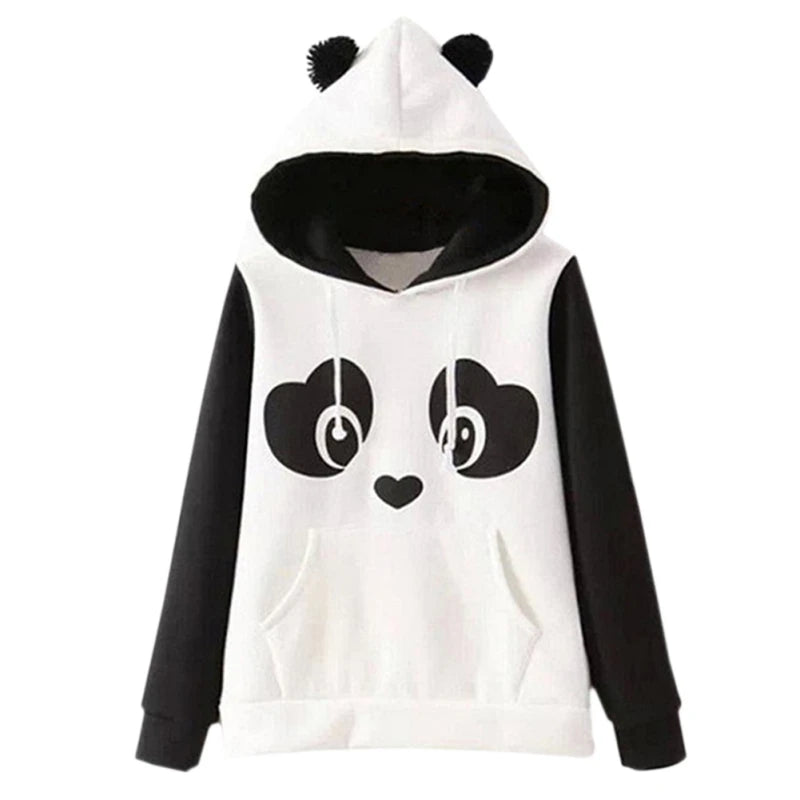 Cute Chinese Panda Cartoon Printed Hoodies Sweatshirt Women Hoody Casual Cute Autumn Outwear