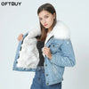 brand 2022 autumn winter jacket coat women Holes Denim jacket real large raccoon fur collar and real Fox fur thick warm Liner