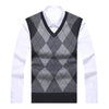 2023 New Fashion Brand Sweater For Mens Pullovers plaid Slim Fit Jumpers Knitred Vest Autumn Korean Style  Casual Men Clothes