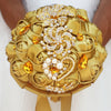 WifeLai-A Gold Brooch Diamond Bridal Wedding Bouquets Bridal Crystal Silk Flowers Bridal Bouquets de noiva Factory Custom W227Q