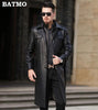 Batmo 2023 new arrival autumn&winter real Leather thicked trench coat men,Leather jacket men,Long Overcoat plus-size S-5XL