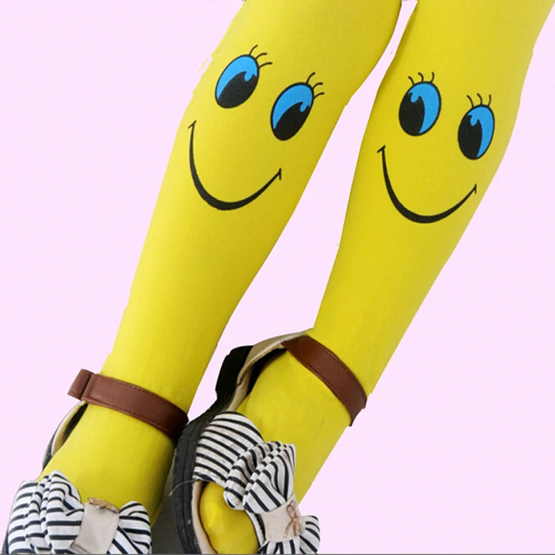 2016 Autumn velvet Lovely smiley face High elasticity Good quality Kids tights for girls children tights 3-7 year girls tights