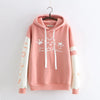 Japanese Kawaii Pink Sweatshirt Women Harajuku Anime Cat Clothes Mori Girl Preppy Warm Lovely Cute Paw Graphic Pullover Moletom