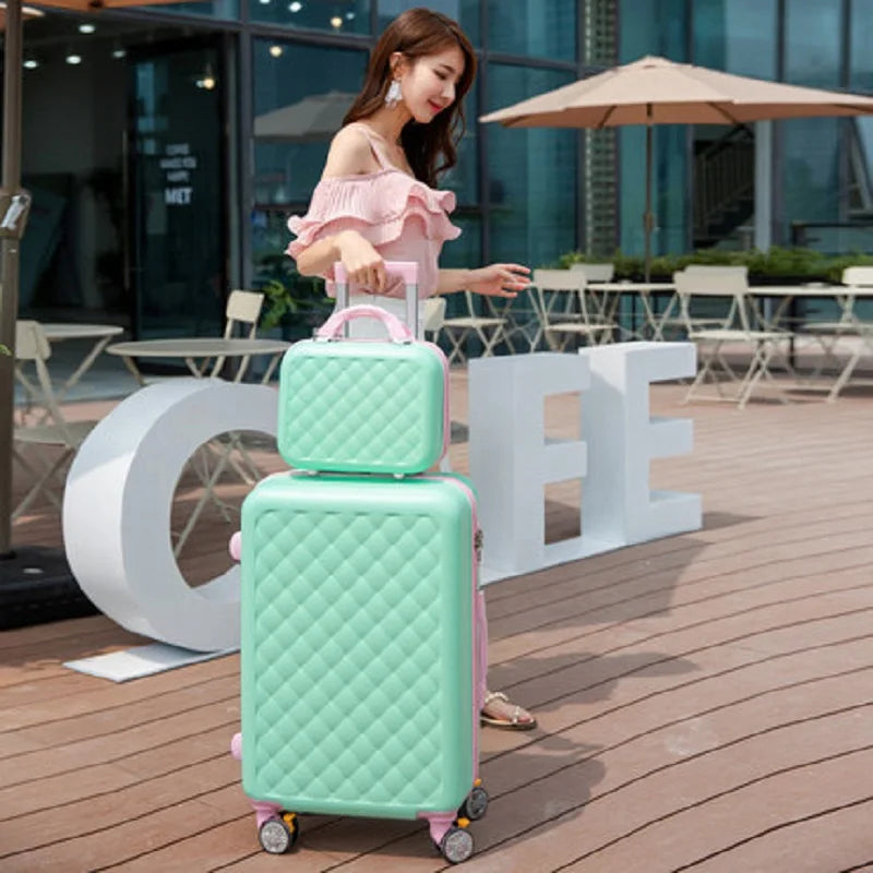 Carry On Suitcase With Wheels Women Luggage With 14 Inch Travel Bag Cosmetic Bags Luggage Sts