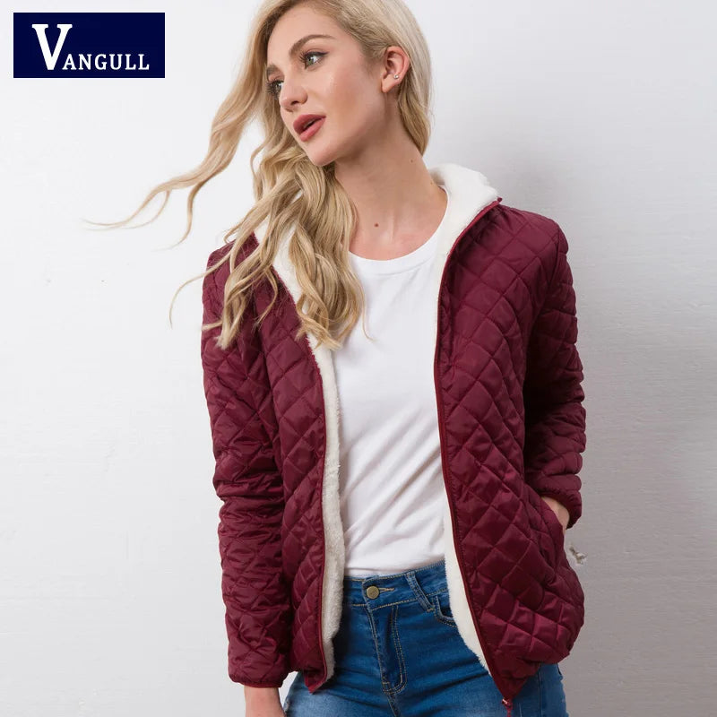 Vangull New Spring Autumn Women Hooded Fleece Basic Jackets Long Sleeve Female Winter Coats Short Zipper Casual Outerwear