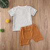 lioraitiin 0-3Years 2Pcs Toddler Baby Boy Clothes Set Striped Short Sleeve T Shirt Top Pants Cool Outfit Clothing Set