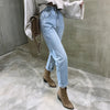 BGTEEVER Vintage High Waist Straight Jeans Pant for Women Streetwear Loose Female Denim Jeans Buttons Zipper Ladies trouser 2021