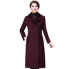 M-5XL Women Wool Blends Coat Autumn Winter 2023 Fashion Mother Thicken Cashmere Collar Long Jacket Slim Tops Outerwear Female