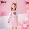 VIKITA Girls Striped Dress Kids Princess Dress for Girl Children Heart Design Dresses Girl School Casual  Wear Children Clothing