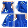 Girl Wedding Princess Dress Kids Halloween Party Cinderella Cosplay Costume Blue Sleeveless Mesh Ball Gown Children Clothes