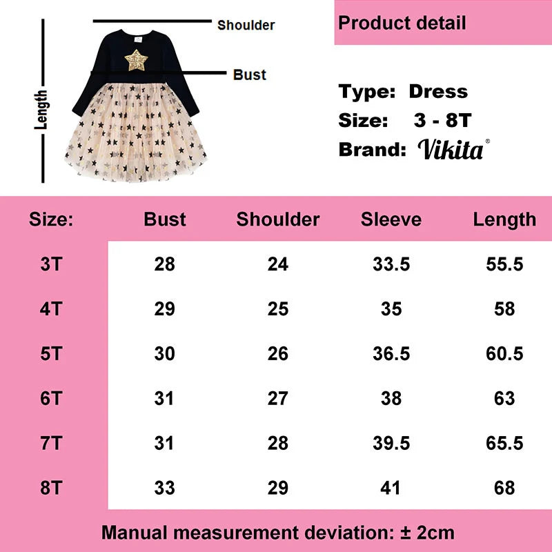 VIKITA Kids Heart Dresses Children Autumn Long Sleeve Vestidos Kids Casual Dress Toddler Mesh Tulle Dresses Children Clothing