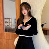 Black Cardigan Women Chic Vintage Fall Slim College Girls Cropped Knitwear All-match Ulzzang Simple Stylish Female Sweater Basic