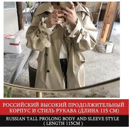 New 2023  Women Double Breasted 100% Cotton Long Trench Coat  Military trench coats Windbreaker Manteau Femme