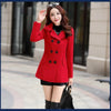 Women Wool Blend Warm Long Yellow Red Coat Lapel Jacket Autumn Winter Woman Woolen Overcoat sobretudo feminino abrigo rojo mujer