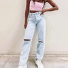 MosiMolly 2021 Spring Ripped Hole Jeans Denim Pants Women Flare Floor Jeans Vintage Blue Black Tassel Jeans Denim Pants Bottom