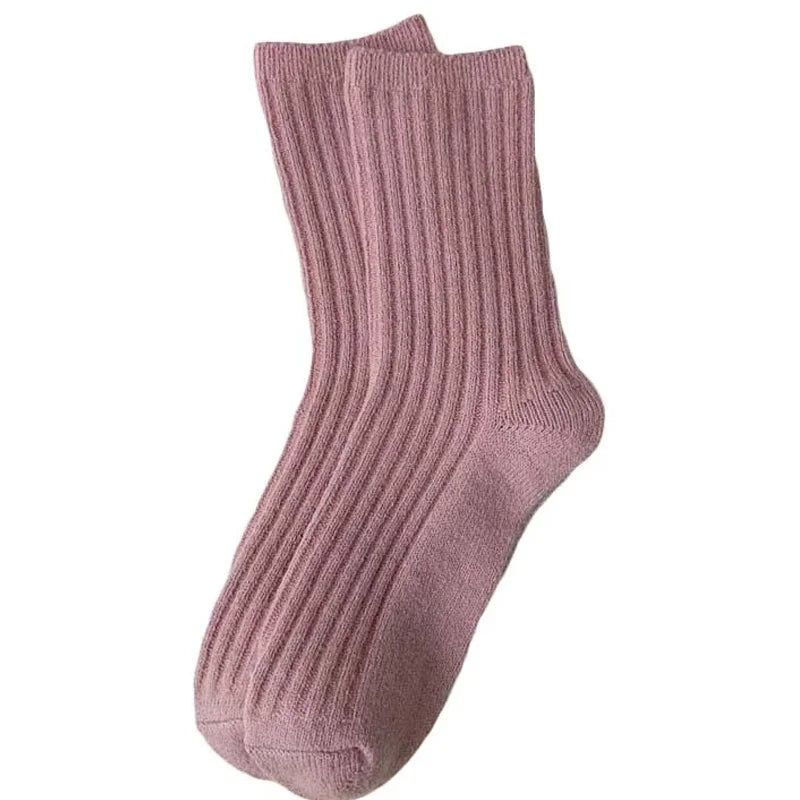 Winter Thicker Cashmere Wool Women Socks Casual Japanese Fashion Soild Color Long Sock Girl Thermal Sports Socks Warm Crew Sock