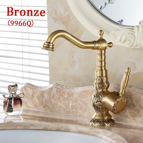 Basin Faucets Antique Brass Bathroom Faucet Grifo Lavabo Tap Rotate Single Handle Hot and Cold Water Mixer Taps Crane AL-9966F